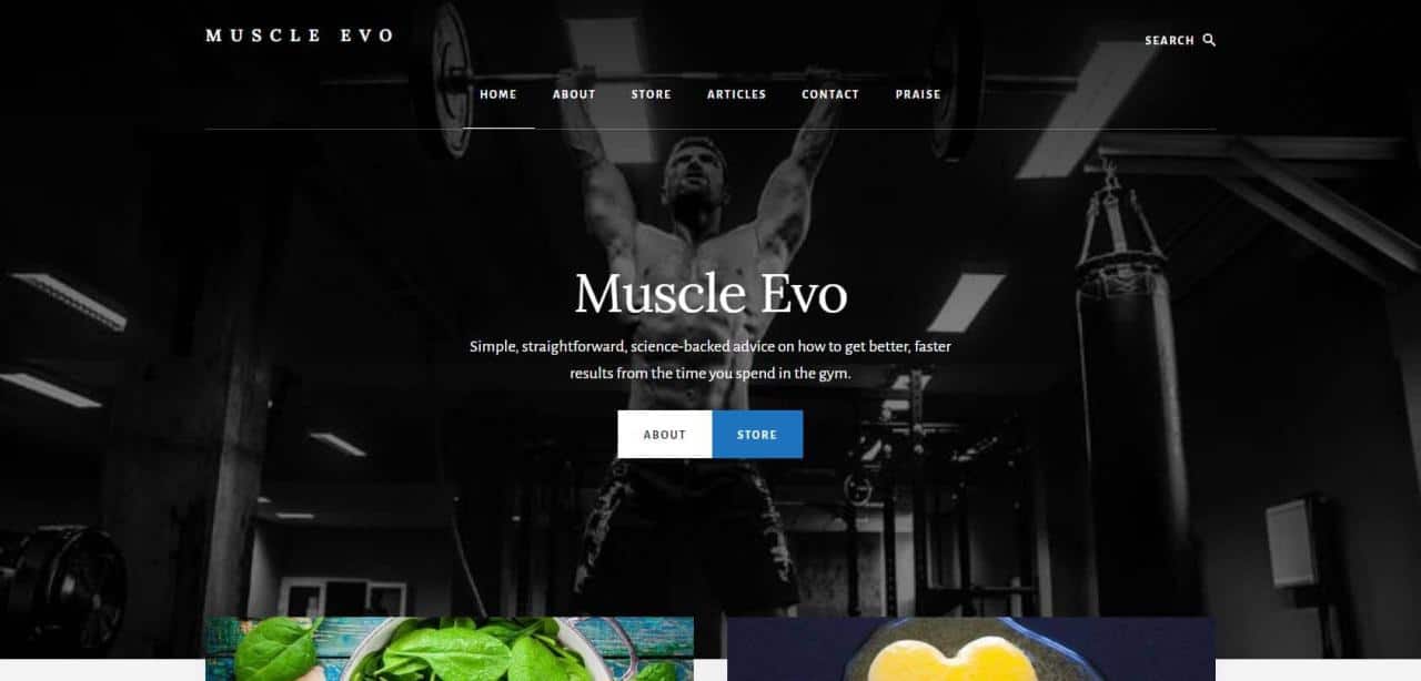 Página web de Muscle Evo