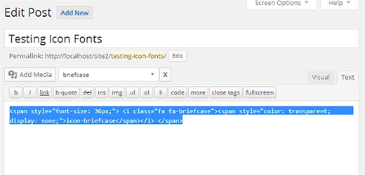 Copiar el HTML de las fuentes de iconos para utilizarlo en los archivos de tu tema