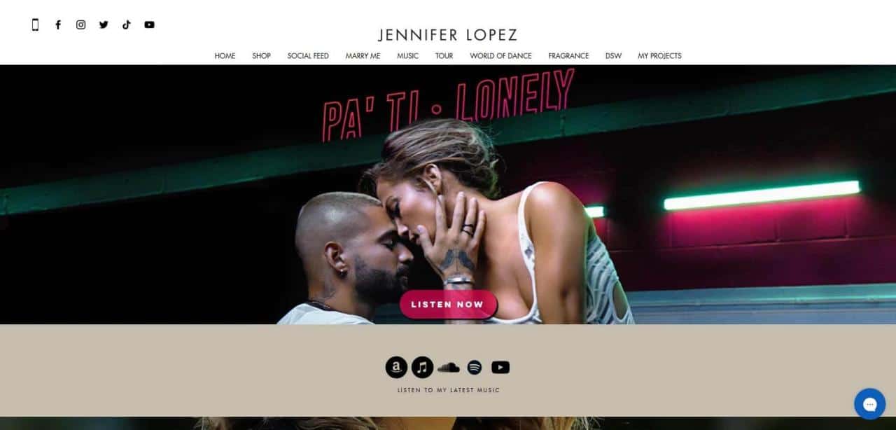 Página de Jennifer Lopez