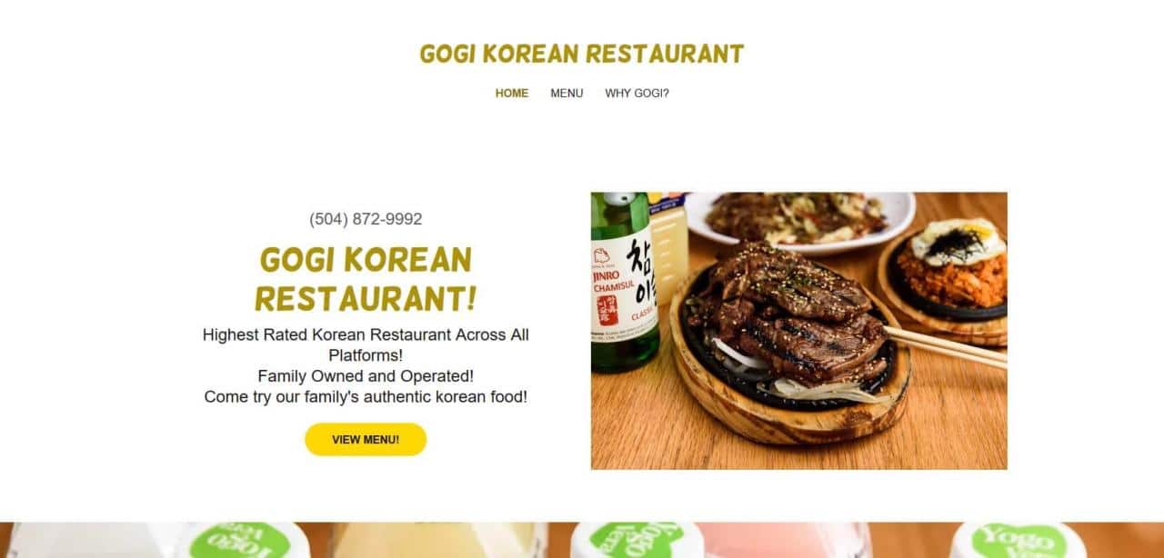 Página del restaurante coreano Gogi