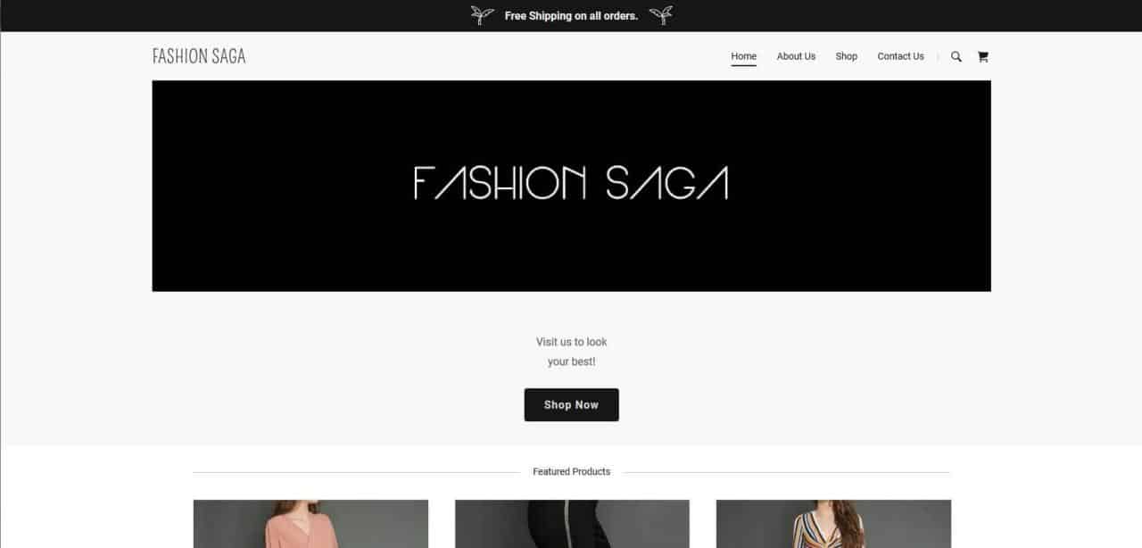 Página web de Fashion Saga