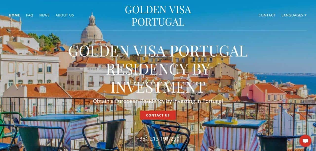 Página de Golden Visa Portugal