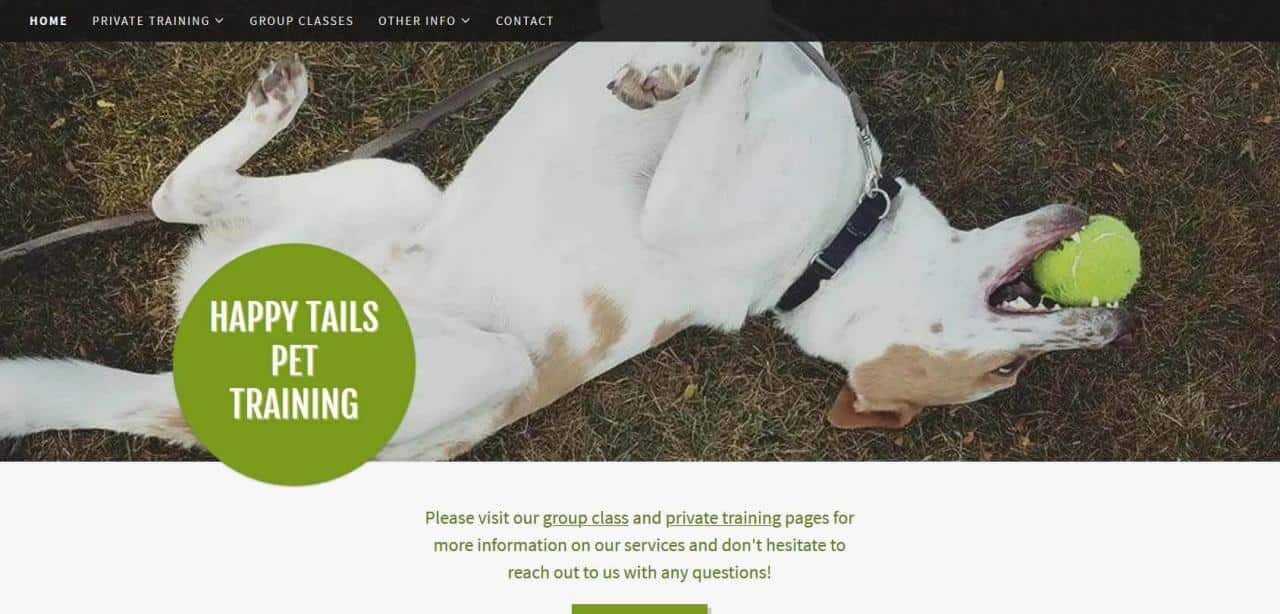 Página web de Happy Tails Pet Training