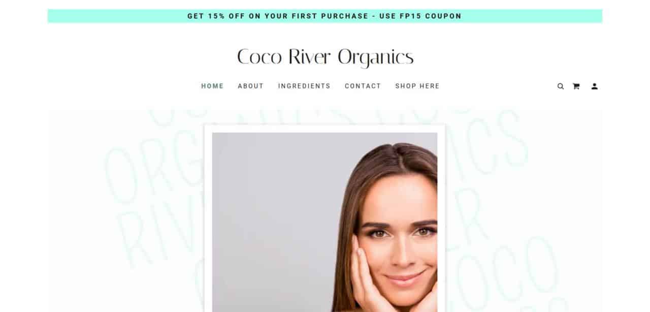 Página web de Coco River Organics