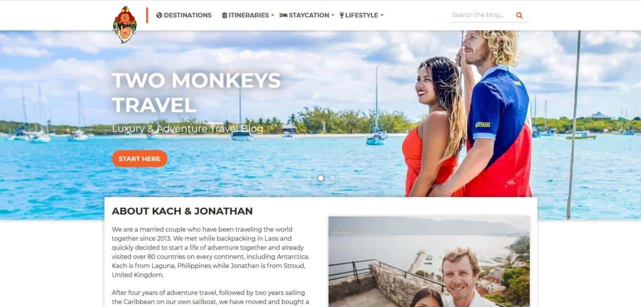 Página de Two Monkeys Travel