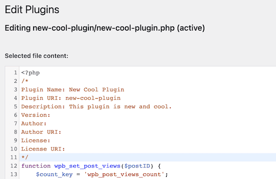 Introduce el código del nuevo plugin