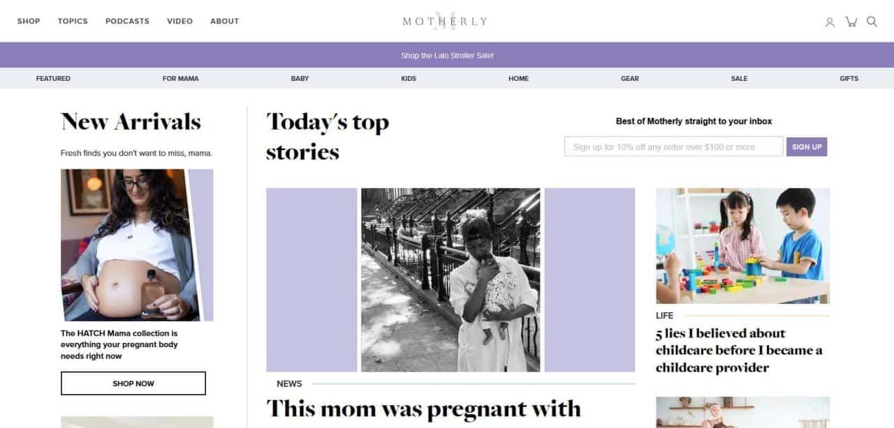 Página web de Motherly