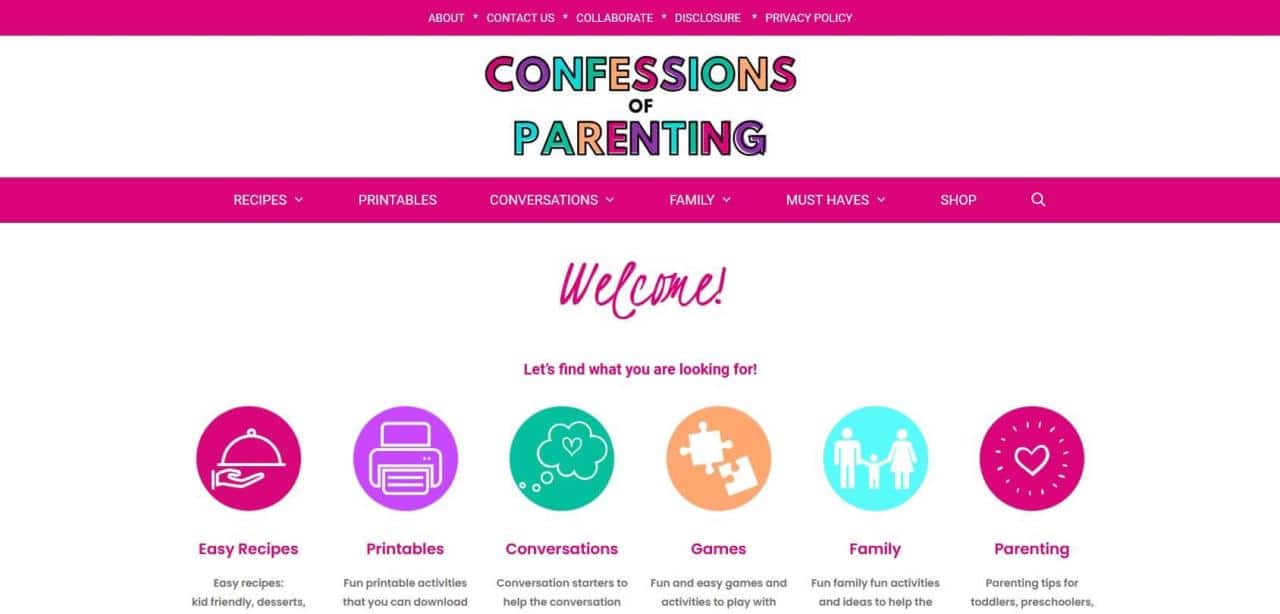 Página web de Confesiones de la crianza de los hijos