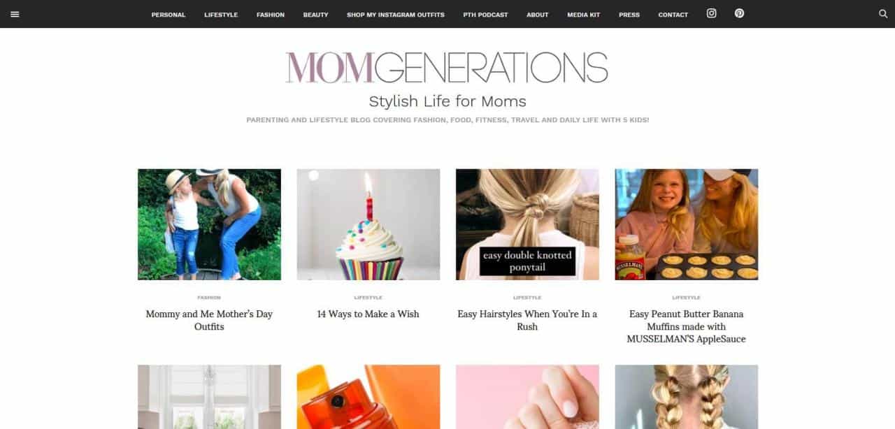 Página web de Mamá Generaciones