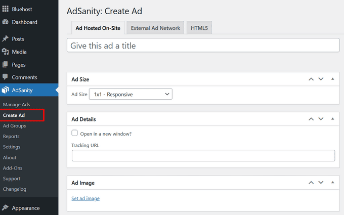 adsanity crear anuncio