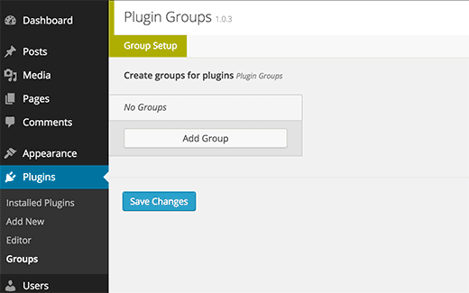 Añadir un nuevo grupo de plugins
