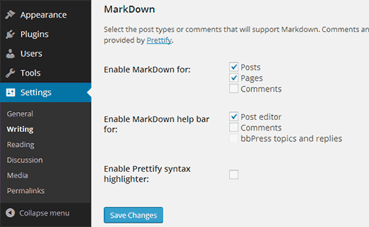 Habilitar Markdown para las entradas, páginas y comentarios de WordPress