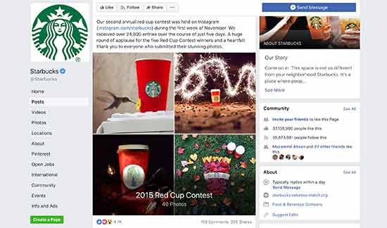 Concurso de Starbucks en Facebook