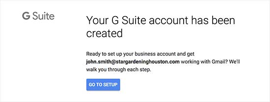Se ha completado la configuración de la cuenta de G Suite