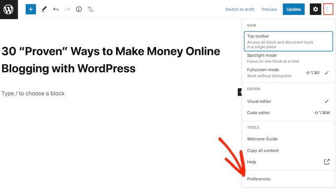 Activar la configuración de los extractos de WordPress