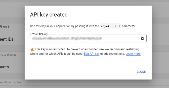 Copiar la clave API