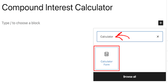 Añadir el bloque de formulario de la calculadora