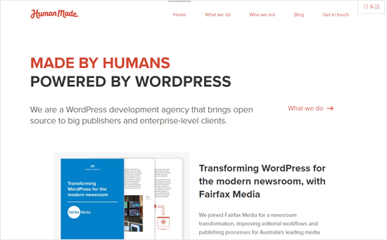 Human Made - Empresa popular de diseño de WordPress