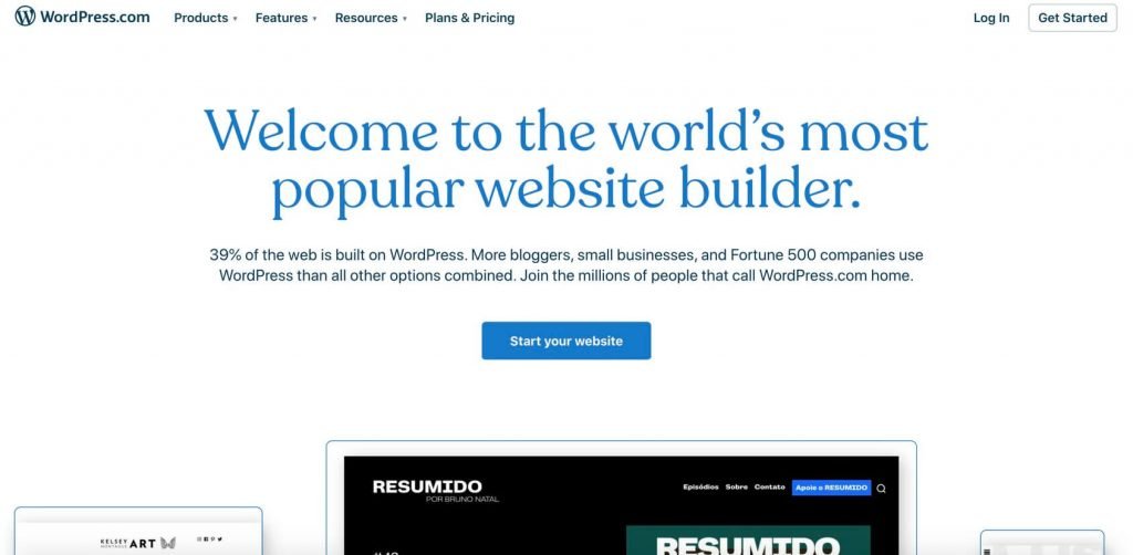 página de inicio de wordpres-com