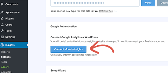 Conectar MonsterInsights con Google Analytics