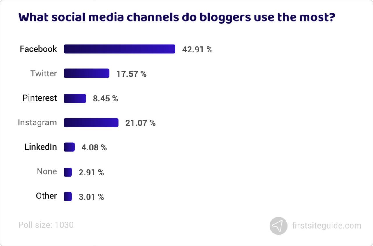 ¿Qué canales de redes sociales utilizan más los blogueros?