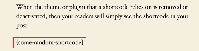 El Shortcode no utilizado es visible en tus posts y páginas