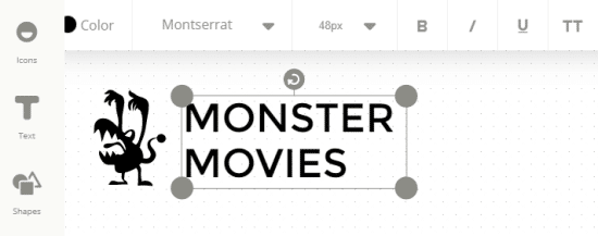 Logotipo de Monster Movies creado con Ucraft logo maker