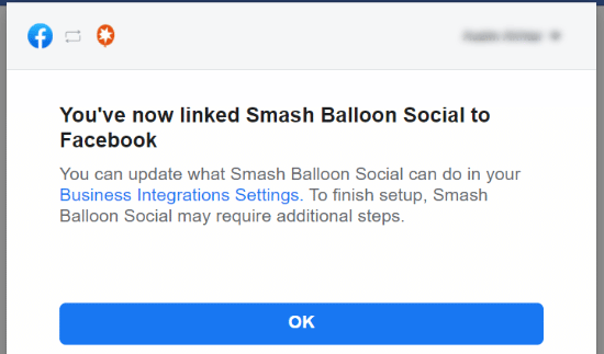Has vinculado Smash Balloon a Facebook