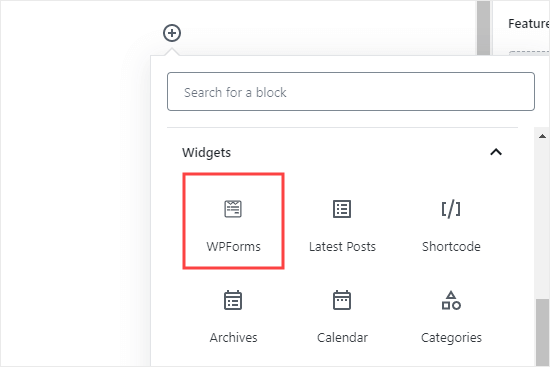 Añadir el bloque WPForms a tu página o entrada