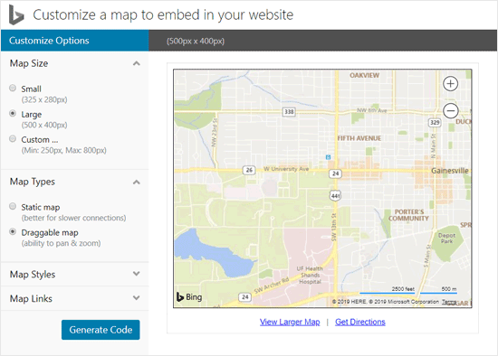 Personalizar el mapa de Bing para incrustarlo en el sitio de WordPress
