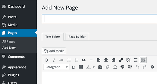 Añadir una nueva página con el constructor de páginas