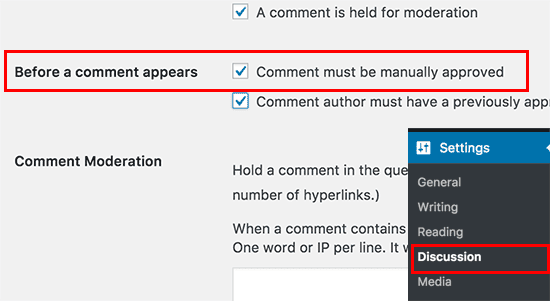Activar la moderación de comentarios en WordPress