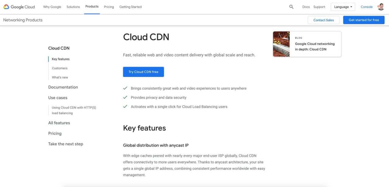 Página de inicio de Google Cloud CDN