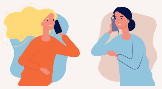 Dos mujeres hablando por teléfono