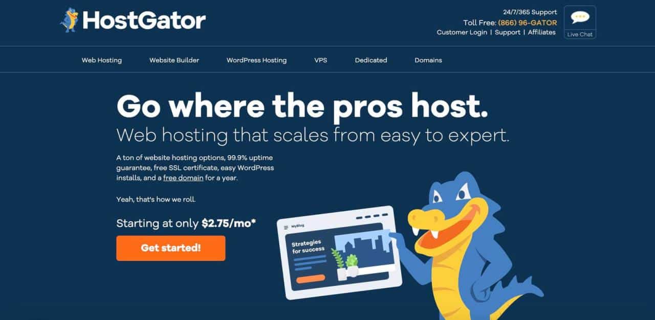 Página de inicio de HostGator