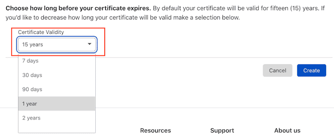 Cambiar la validez de tu certificado