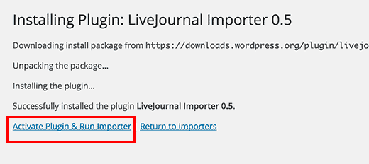 Activa y ejecuta el importador de LiveJournal