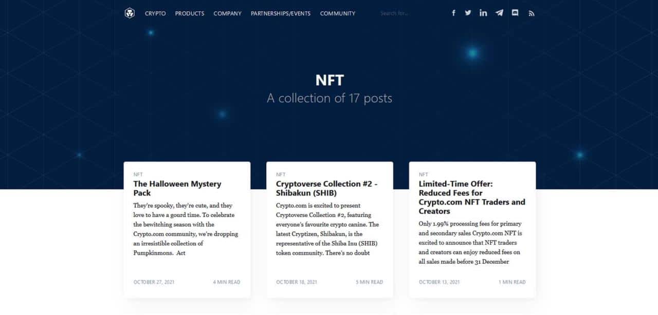 Página de Crypto.com NFT