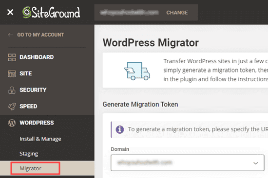 La herramienta de migración de WordPress de Siteground