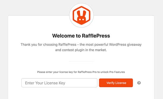 Añadir clave de licencia de RafflePress