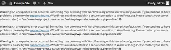 Error de conexión segura en WordPress