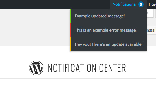 Centro de notificaciones de WordPress
