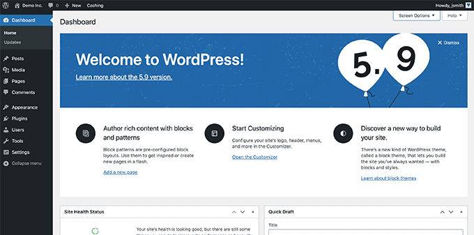 Panel de control de WordPress