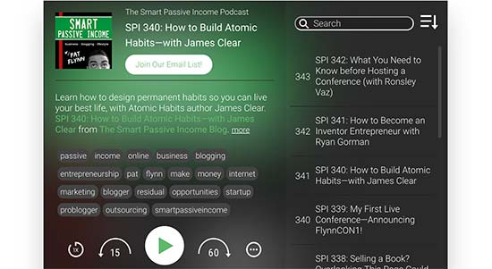 Vista previa de Smart Podcast Player
