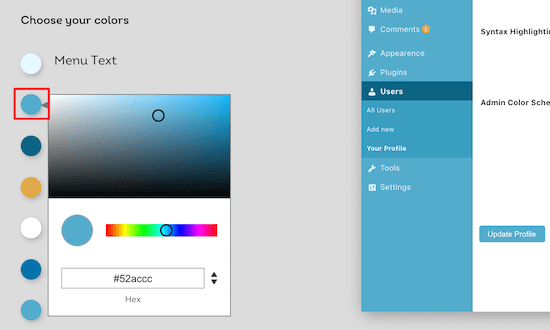 Haz clic para personalizar los colores