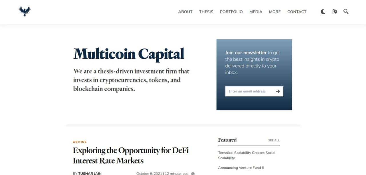 Página web de Multicoin Capital
