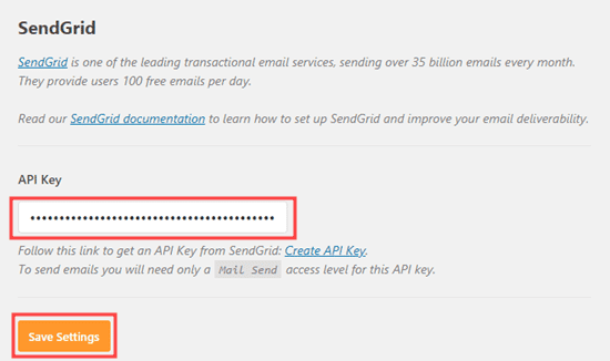 Introducir la API de SendGrid en la configuración SMTP de WP Mail