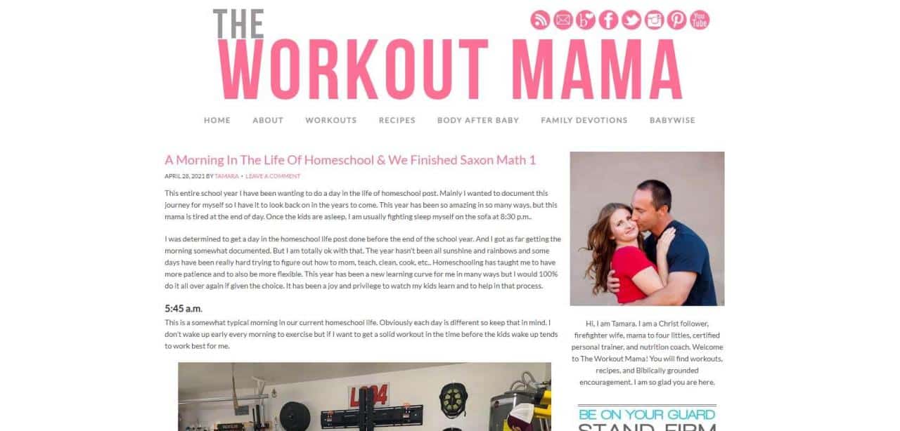 Página de The Workout Mama