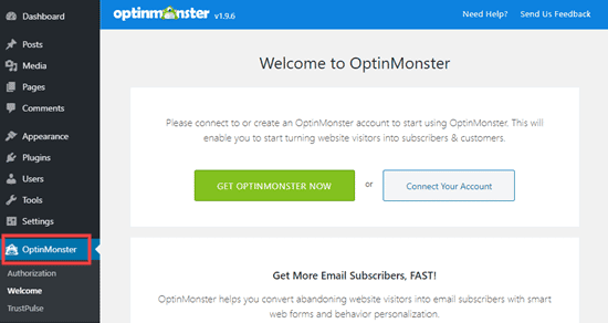 Conecta tu cuenta de OptinMonster a tu sitio de WordPress