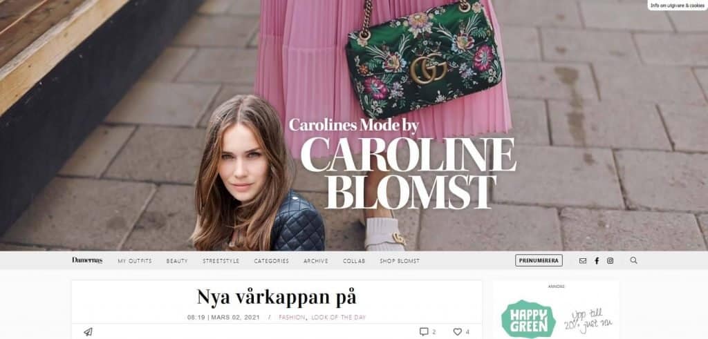 Página web de Carolines Mode